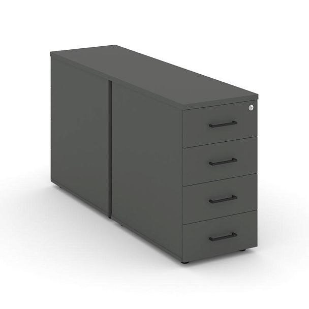 Стайл Проджект Тумба опорная/приставная SN.TOP-013 Антрацит/Черный Ручки 416*1632*750 - Вид 1