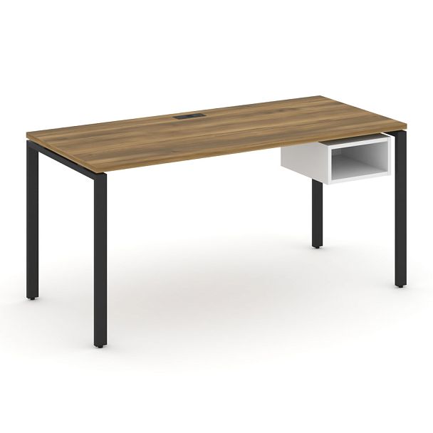 Concept Стол рабочий с подвесной тумбой с 1 открытой нишей CN.SP-104 Сандал Янтарный/Белый Бриллиант/Металл Черный 1580*720*750 - Вид 1