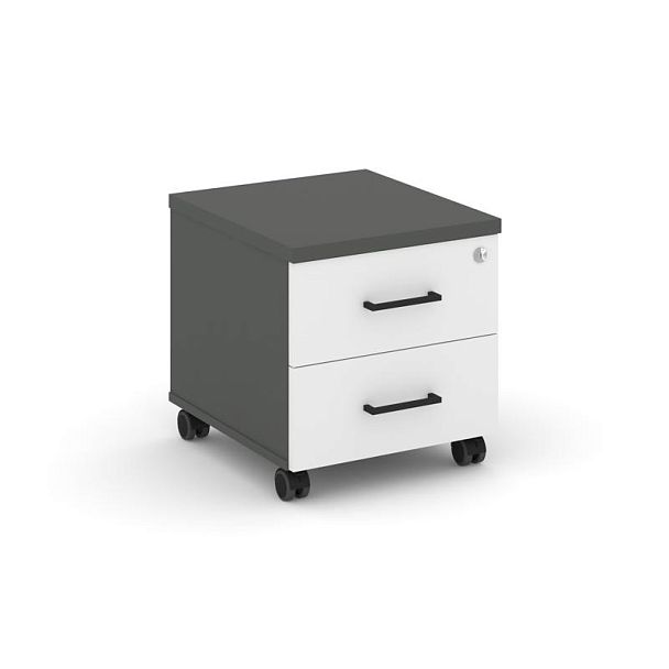 Стайл Проджект Тумба мобильная усил. колеса SN.TMU-001 Антрацит/Антрацит/Белый/Черный Ручки 416*460* - Вид 1