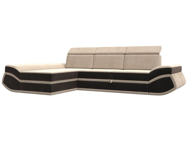 Диван угловой Лига-032 левый угол Велюр бежевый - Вид 1