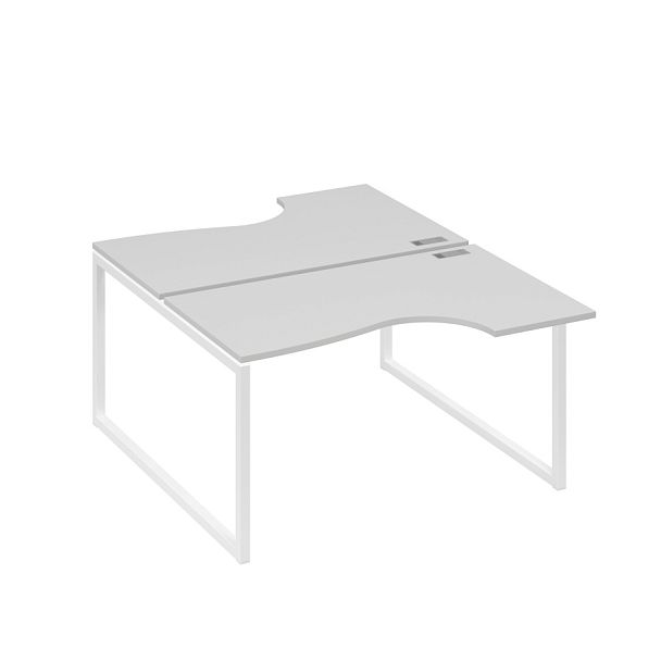 Рабочая станция каркас QUATTRO (2х140) столы Классика A4 А4 Б4 184 БП серый / металлокаркас белый - Вид 1