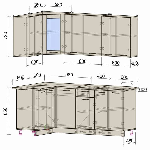 Кухня угловая ХМ-020 - Вид 2