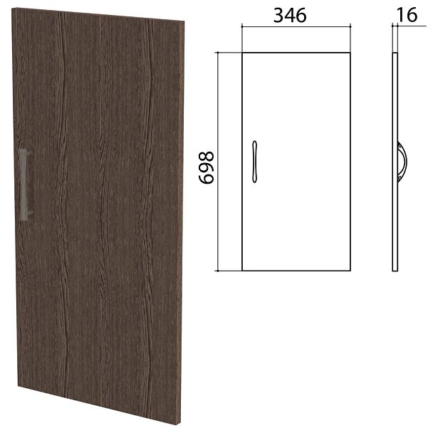 Дверь ЛДСП низкая "Канц" 346х16х698 мм, цвет венге, ДК32.16 - Вид 1
