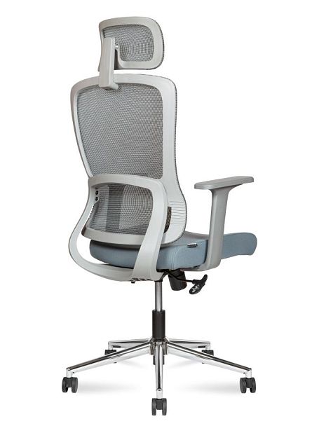 Кресло офисное / Light grey / серый пластик/серая  серка/серая ткань/хром база - Вид 4