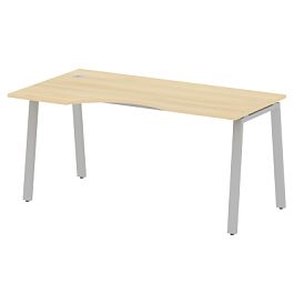 Metal System Стол криволинейный левый на А-образном м/к БА.СА-1 (L) Акация/Серый металл 1600*900*750 - Фото предпросмотра