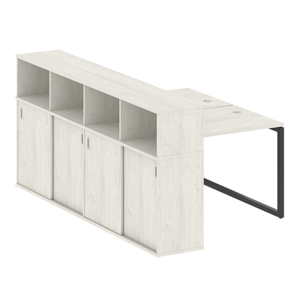 Metal System Quattro Р. ст. с шкафом-купе на О-образном м/к 40БО.РС-СШК-4.1 Т Дуб наварра/Антрацит металл 1410*2332*1098 - Вид 1