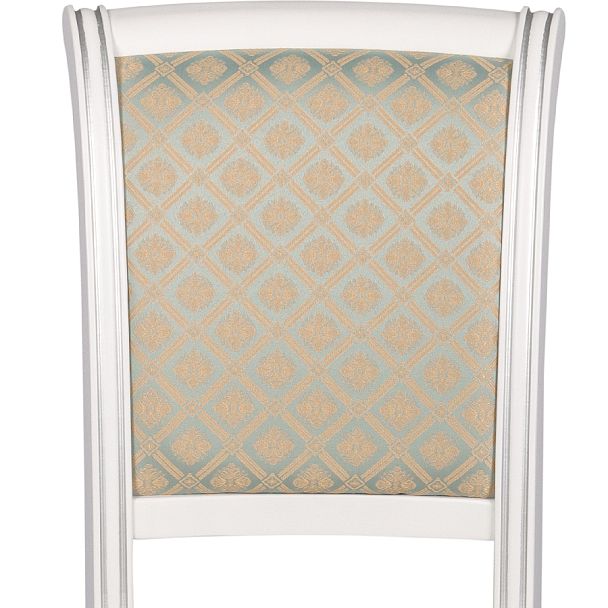 Комплект деревянных стульев с мягким сиденьем Арктос Белый с серебряной патиной/Бирюзовый жаккард, 4 шт. - Вид 7