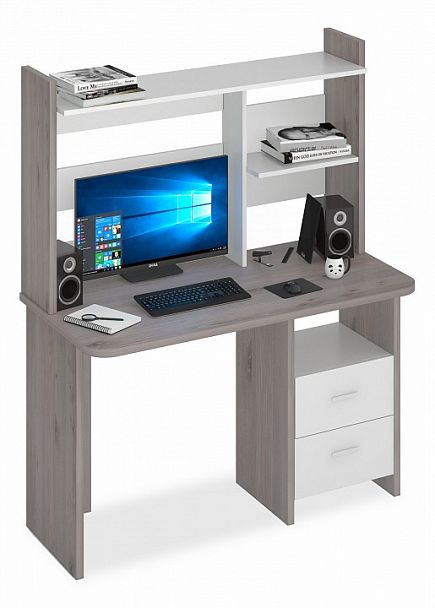 Стол компьютерный Домино Lite СКЛ-Прям120Р+НКЛ-120 Белый/Нельсон - Вид 1