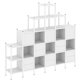 Loft Прямой стеллаж наборный VR.L-24 Белый бриллиант/Белый металл 2526*446*2280 - Фото предпросмотра