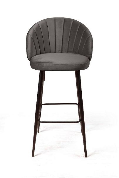 Стул барный Mont Blanc, бархат антрацит 14 / черный конус - Вид 2