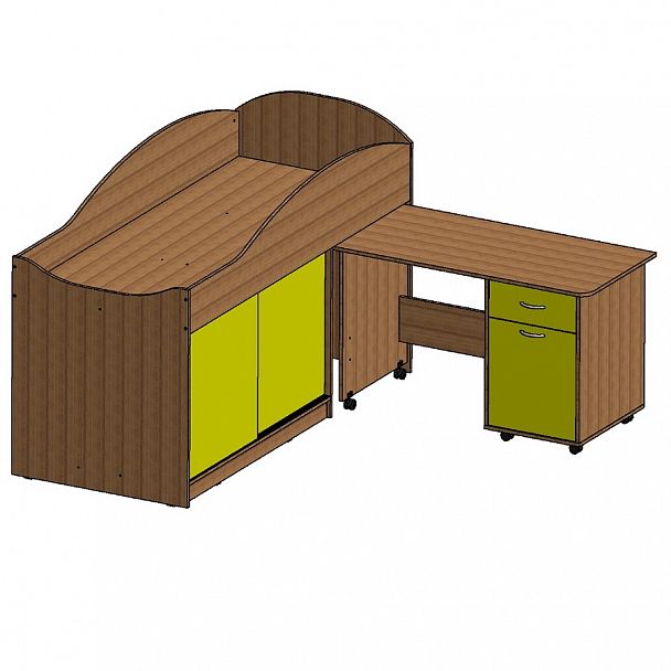 Кровать-чердак "Дюймовочка-3 без лестницы"  дуб/венге - Вид 3