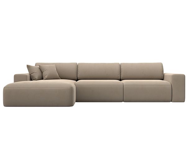 Диван угловой Лига-036 Классик Лонг левый угол Велюр бежевый - Вид 2