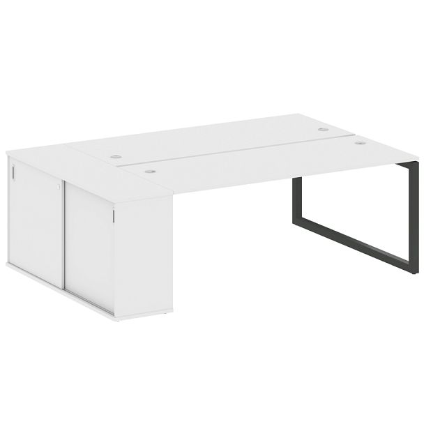 Metal System Quattro Р. ст. с шкафом-купе на О-образном м/к 50БО.РС-СШК-1.5 Т Белый/Антрацит металл 2210*1475*750 - Вид 1