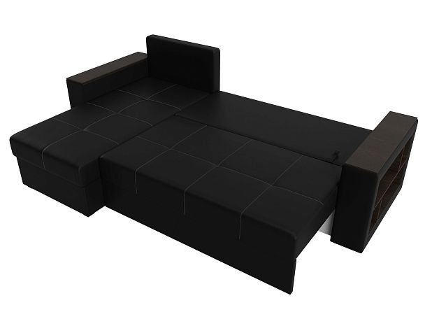 Диван угловой Дубай Лайт угол левый (полностью экокожа черная) - Вид 9