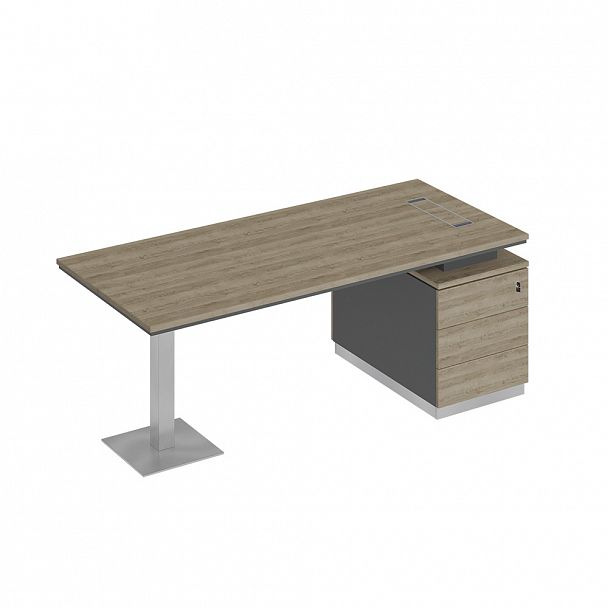 Стол руководителя на опорной тумбе (левый/правый) "City" СИ 104 дуб гладстоун светлый/антрацит премиум/дуб гладстоун светлый - Вид 1