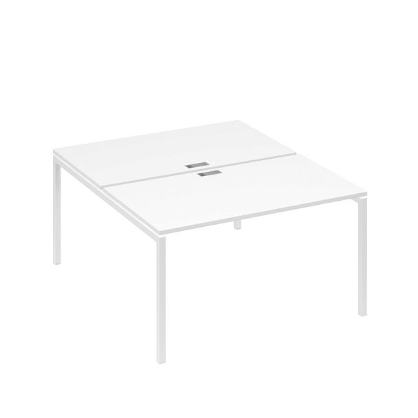Рабочая станция 2х140 с металлокаркасом DUE A4 А4 Б2 177 БП белый премиум / металлокаркас белый - Вид 1
