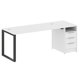 Metal System Р. ст. с тумбой на О-образном м/к БО.РС-СТП-1.4 Белый/Антрацит металл 2012*720*750 - Фото предпросмотра