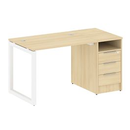 Metal System Quattro Р. ст. с тумбой на О-образном м/к 50БО.РС-СТП-1.1 Акация/Белый металл 1412*720*750 - Фото предпросмотра