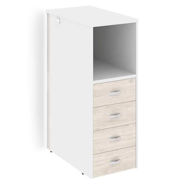 Onix Тумба с подсветкой 4 ящика завершающая, правая O.R-TV-4.S (R) Денвер светлый/Белый бриллиант 436*767*1185 - Вид 1