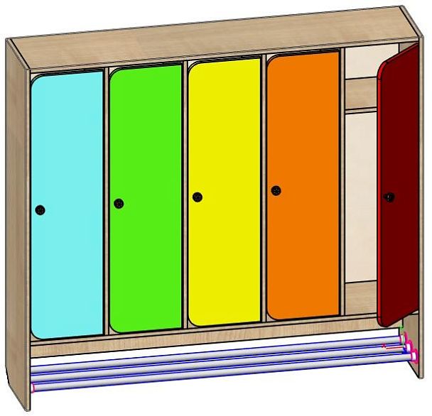 Шкаф детский 5-секционный с полкой под обувь ШЛД-041 - Вид 1