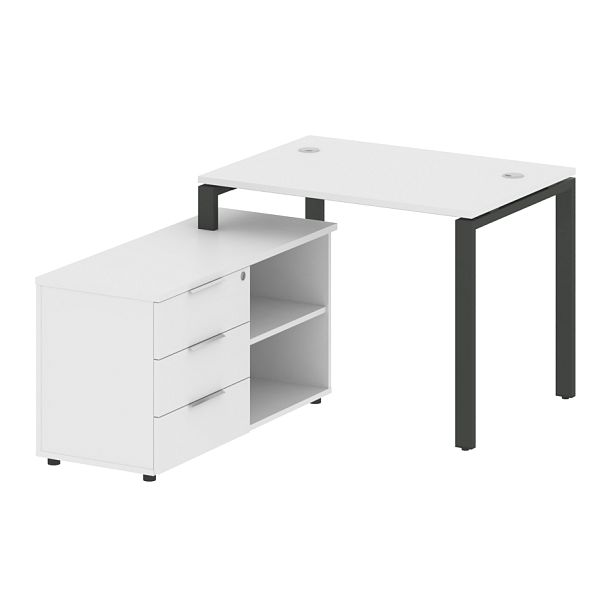Metal System Р. ст. с тумбой на П-образном м/к БП.РС-СТС-2.1 (L) Белый/Антрацит металл 1100*1520*750 - Вид 1