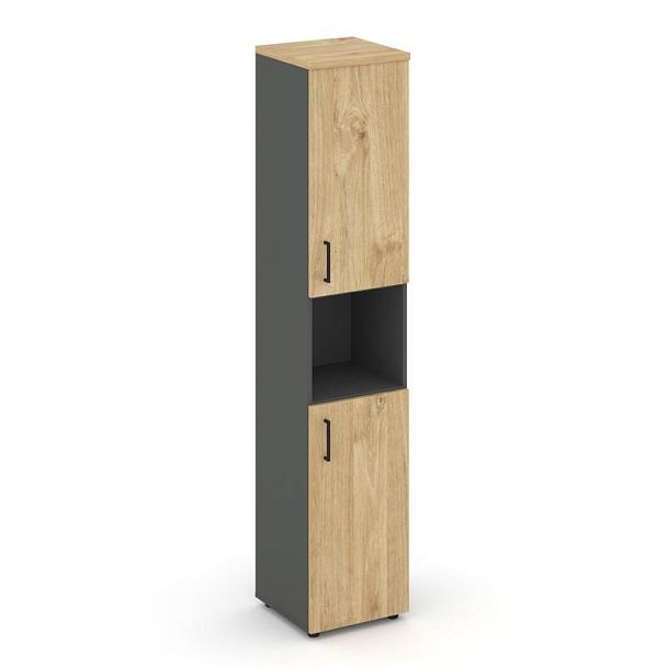 Style Project Шкаф высокий узкий SN.STU-107(R) Антрацит/Тиквуд Светлый/Черный Ручки 400*400*1982 - Вид 1