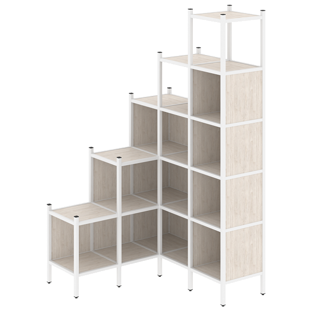 Loft Угловой внутренний стеллаж наборный VR.L-49 Денвер светлый/Белый металл 1278*1278*2280 - Вид 1