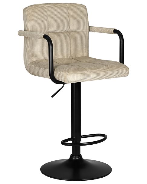 Стул барный DOBRIN KRUGER ARM BLACK (бежевый вельвет (LAR-E2041-04)) - Вид 1