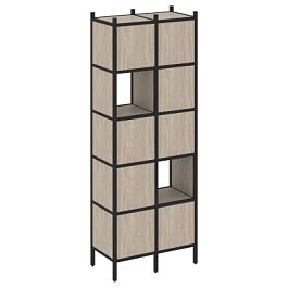 Loft Прямой стеллаж наборный VR.L-05 Дуб аттик/Чёрный металл 862*446*1869 - Фото предпросмотра