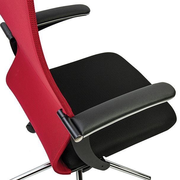 Кресло офисное BRABIX PREMIUM "Ultimate EX-801" хром, плотная двойная сетка Х2, черное/красное, 532921 - Вид 8