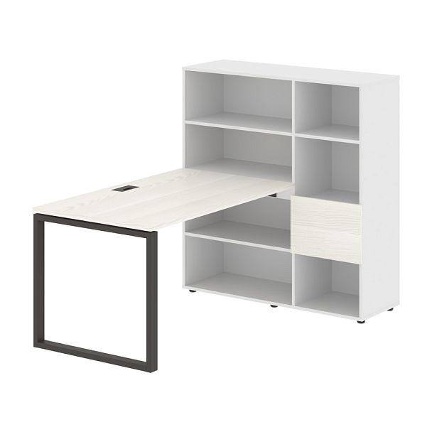 Стол-стеллаж EQRST 1213 Ясень Траун/Мокко/Белый 1790х1250х1355 EDIS - Вид 1