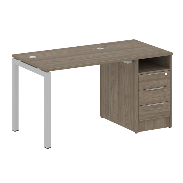 Metal System Quattro Р. ст. с тумбой на П-образном м/к 50БП.РС-СТП-1.1 Вяз/Серый металл 1412*720*750 - Вид 1