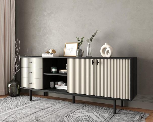 Комод с дверками и нишей Emerson арт EM15/milky/L - Вид 3