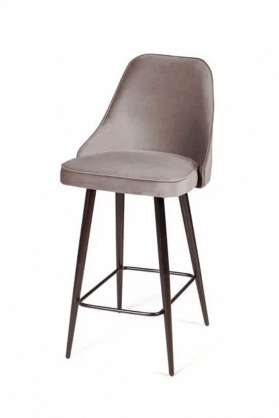 Стул полубарный Oliver, бархат пепельно-бежевый 25/ чёрный конус - Вид 1