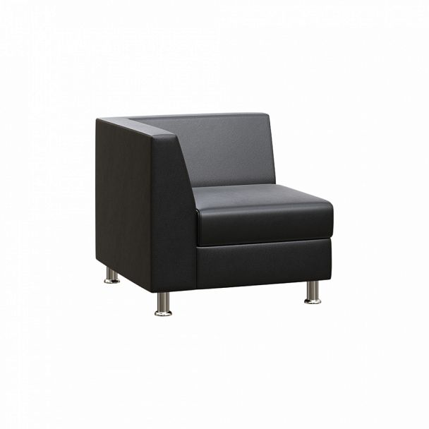 Секция с подлокотником одноместная правая "PRIME" PR.SP-1(R) черный кз - Вид 1