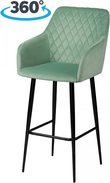 Барное поворотное кресло Барли К, Confetti aquamarine/черный - Вид 1