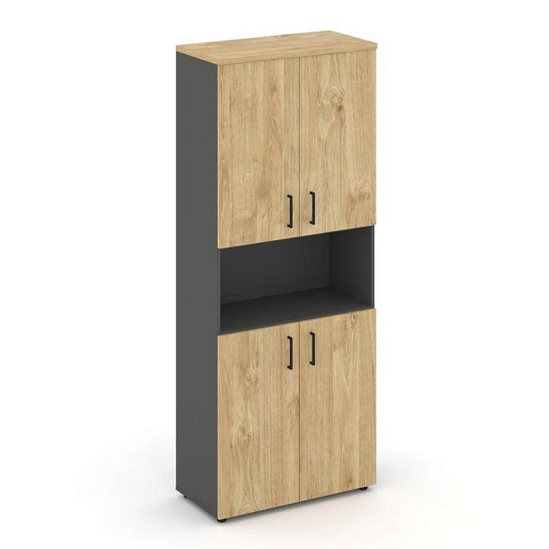 Style Project Шкаф высокий широкий SN.STS-107 Антрацит/Тиквуд Светлый/Черный Ручки 796*400*1982 - Вид 1