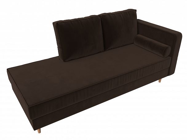 Кушетка Прайм правый (полностью микровельвет коричневый) - Вид 5