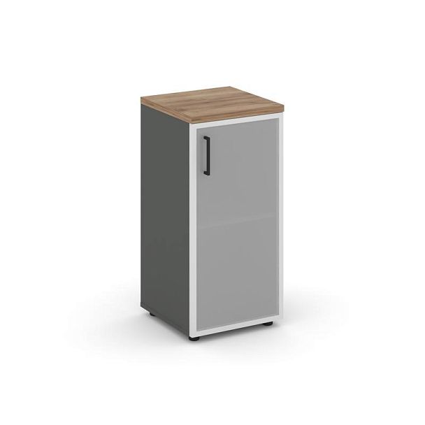 Style Project Шкаф низкий узкий SN.STU-303(R) Антрацит/Дуб Табак/Сатин/Черный Ручки 400*400*833 - Вид 1