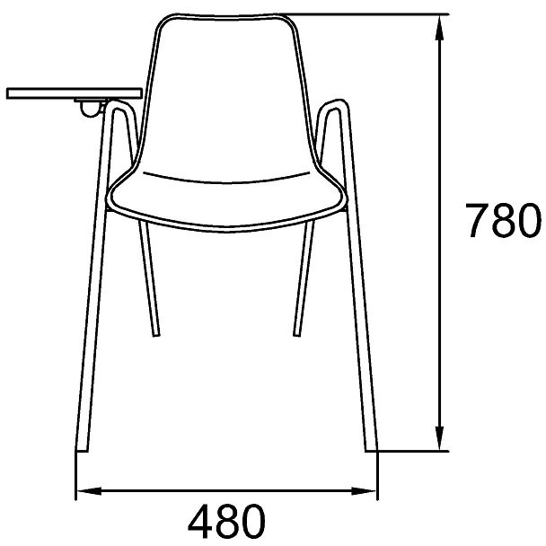 Стул Vicenza (4 ножки с подлокотниками + столик TLT), каркас хром, темно-серый, РП+ИК - Вид 6