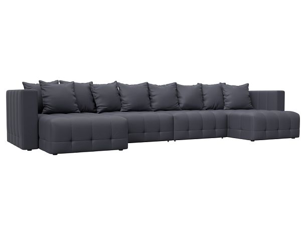 Диван П-образный Лига-052 НПБ Лонг Экокожа серый - Вид 1