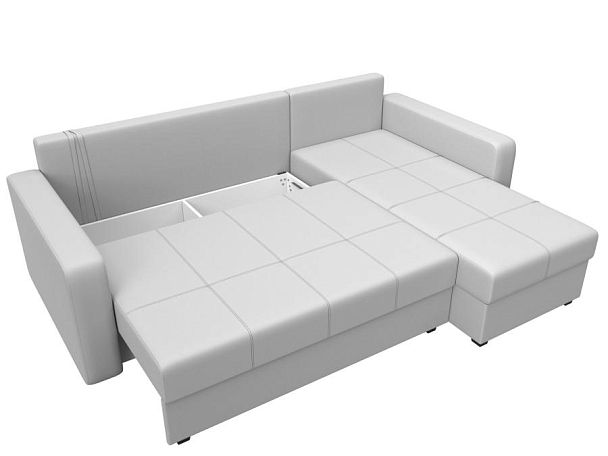 Диван угловой Ливерпуль Лайт правый угол Экокожа белый - Вид 7