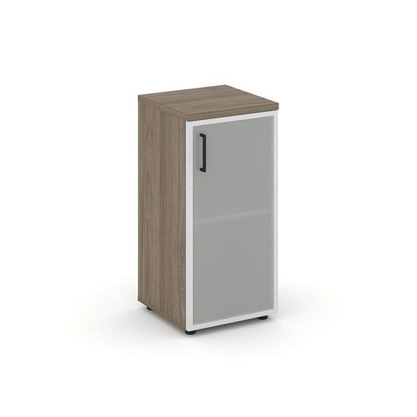 Стайл Проджект Шкаф низкий узкий SN.STU-303(R) Вяз Благородный/Сатин/Черный Ручки 400*400*833 - Вид 1