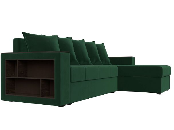 Диван угловой Дубай Лайт угол правый (полностью велюр зеленый) - Вид 3