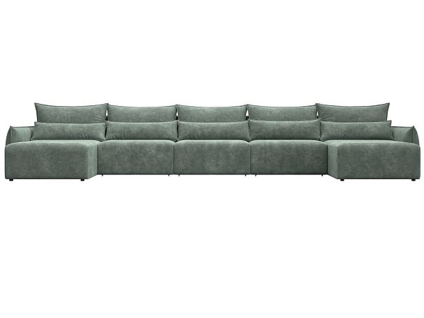 Диван п-образный Лига-051 НПБ МегаЛонг Велюр зеленый - Вид 2