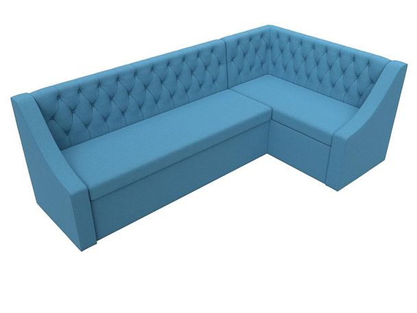 Диван кухонный угловой Мерлин правый угол Рогожка голубой - Вид 5