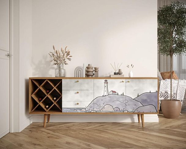 Комод Berber удлиненный с бутылочницей арт BB15/Print_51 - Вид 5
