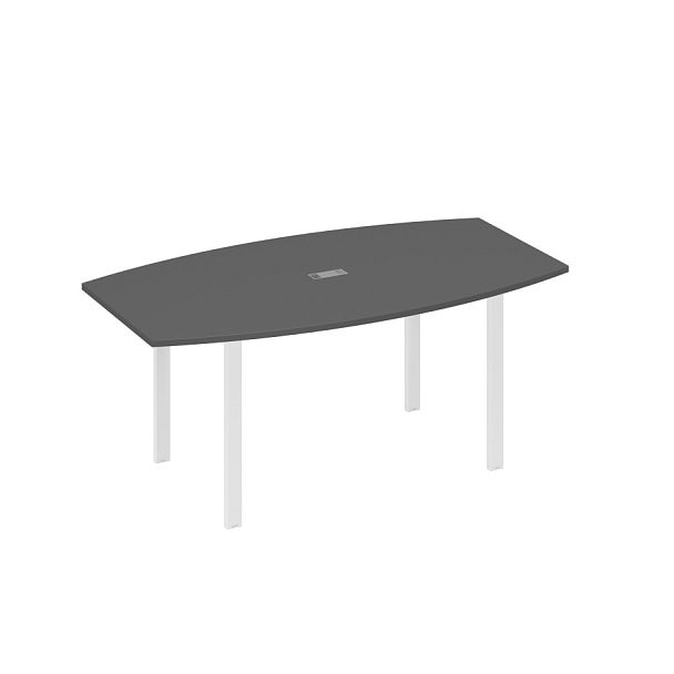 Стол фигурный 180 с металлокаркасом UNO A4 А4 Б1 112 БП антрацит премиум / металлокаркас белый - Вид 1