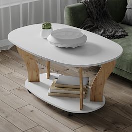 Стол Журнальный Консул-3 (900*560*600) белый/дуб крафт золотой - Фото предпросмотра