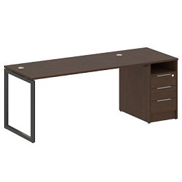 Metal System Quattro Р. ст. с тумбой на О-образном м/к 40БО.РС-СТП-1.4 Венге/Антрацит металл 2012*720*750 - Фото предпросмотра